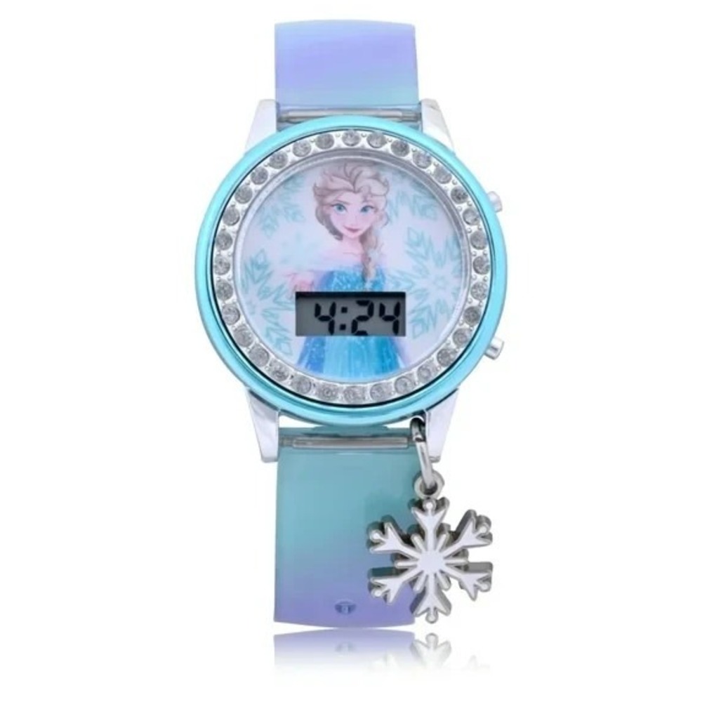 Disney Frozen Girls Flashing LCD Watch Set Blue Ombre w/ Bracelet & Hair Accesso - Picture 4 of 5